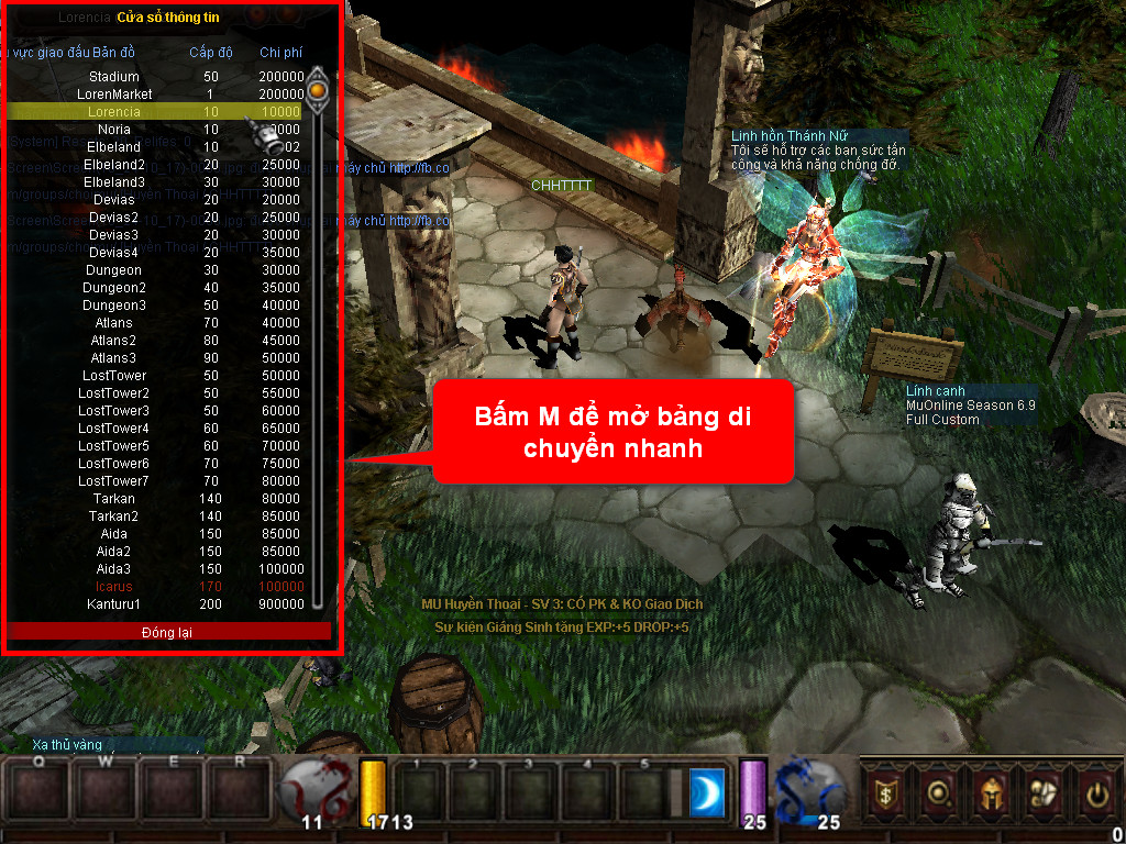 Chức năng chính của Game MU Thăng Long