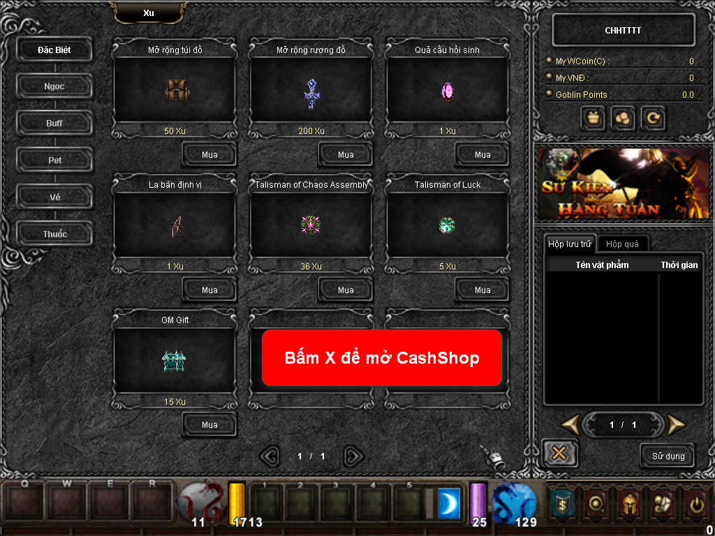 Chức năng chính của Game MU Thăng Long